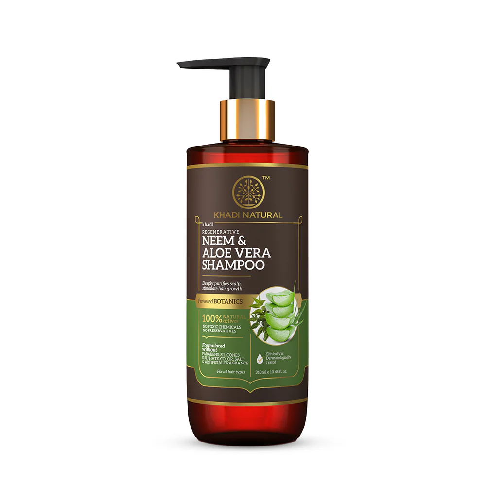Khadi Natural Neem & Aloe Vera Hair Cleanser - Paraben, Silicones, Sulphate, Color, Salt & Artificial Fragrance Free - 310ml