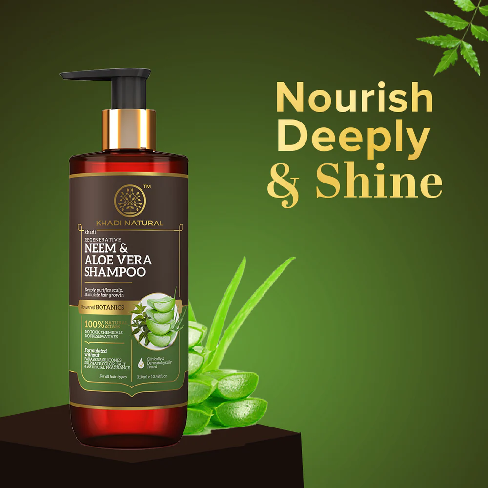 Khadi Natural Neem & Aloe Vera Hair Cleanser - Paraben, Silicones, Sulphate, Color, Salt & Artificial Fragrance Free - 310ml