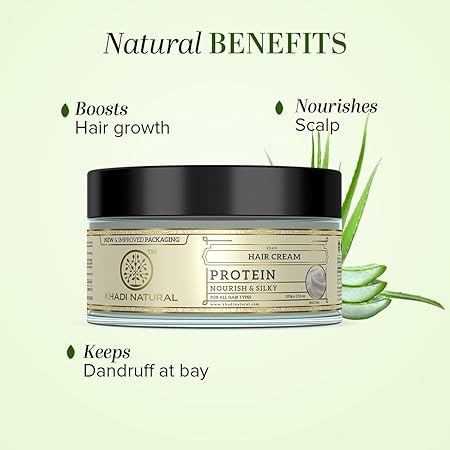 Khadi Natural Protein Hair Cream | Nourishes for Soft, Silky and Shiny Hair | Paraben, SLS Free | 150g