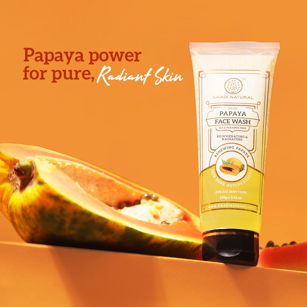 Khadi Natural Papaya Face Wash SLS & Paraben Free - 100gm