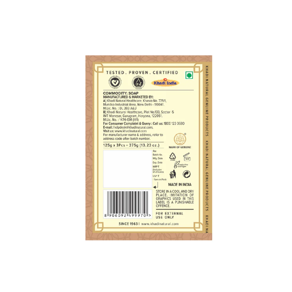 Khadi Natural Herbal Sandalwood Soap Combo Pack Of 3 – 125gm Each